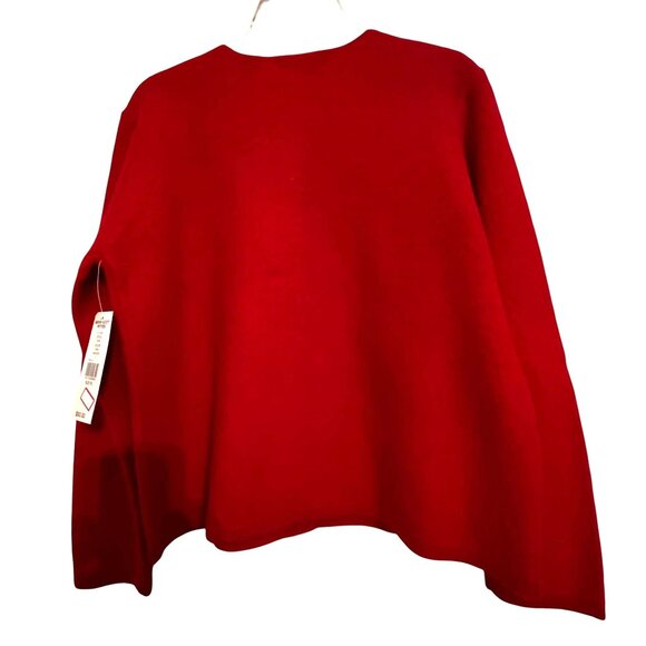 Vtg Karen Scott Red Boiled Wool Jacket Floral Embroidery Embellishments Buttons - Picture 2 of 12